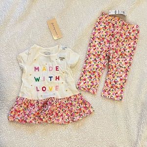 NWT ‘Made with Love’ Baby Dress and Leggings Set
